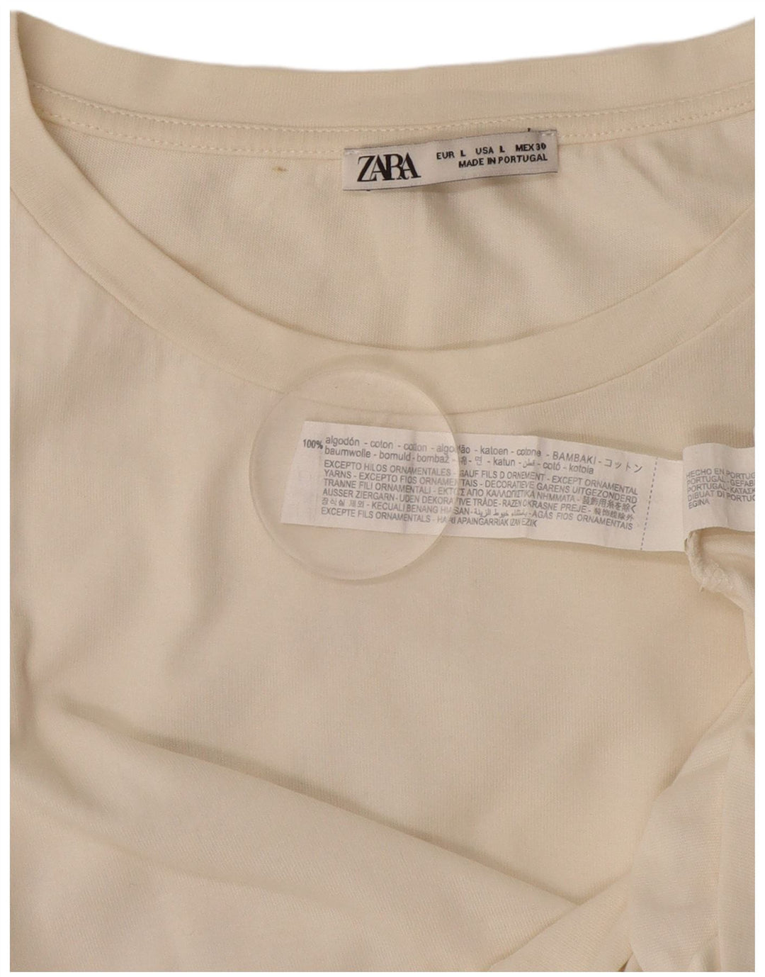 Camiseta feminina Zara UK 16 grande algodão branco
