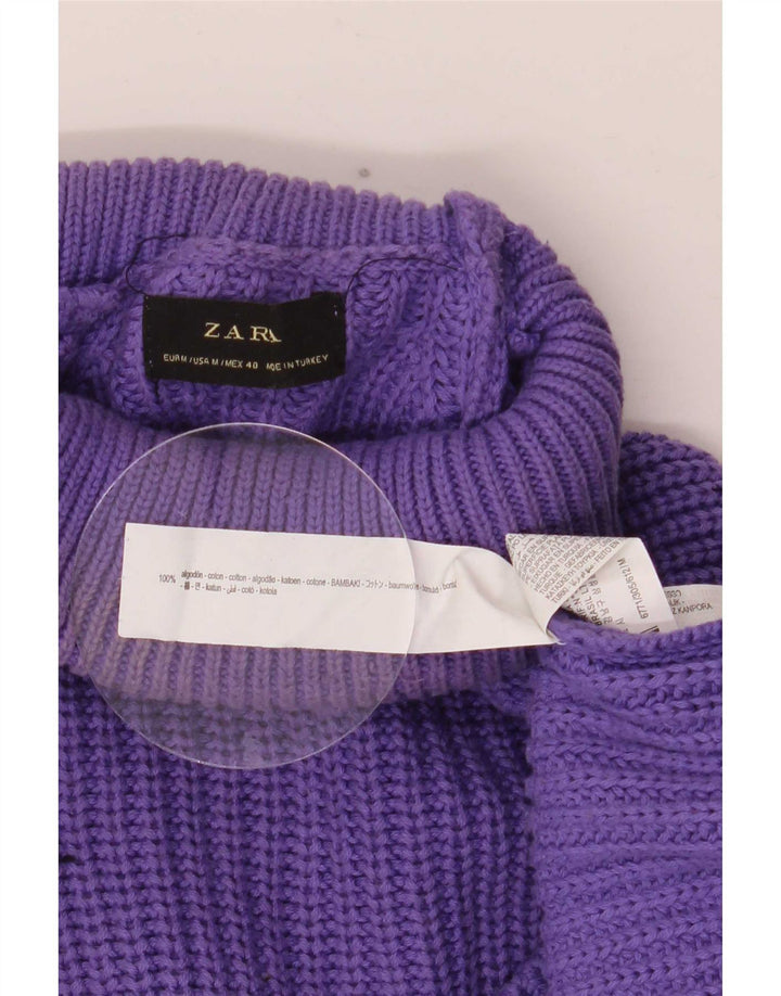 Zara Suéter masculino com gola redonda e algodão roxo médio