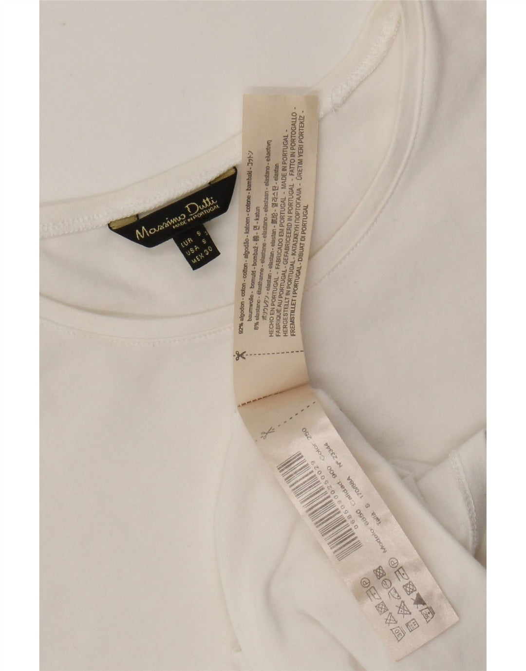 Camiseta feminina MASSIMO DUTTI UK 8 pequena algodão branco