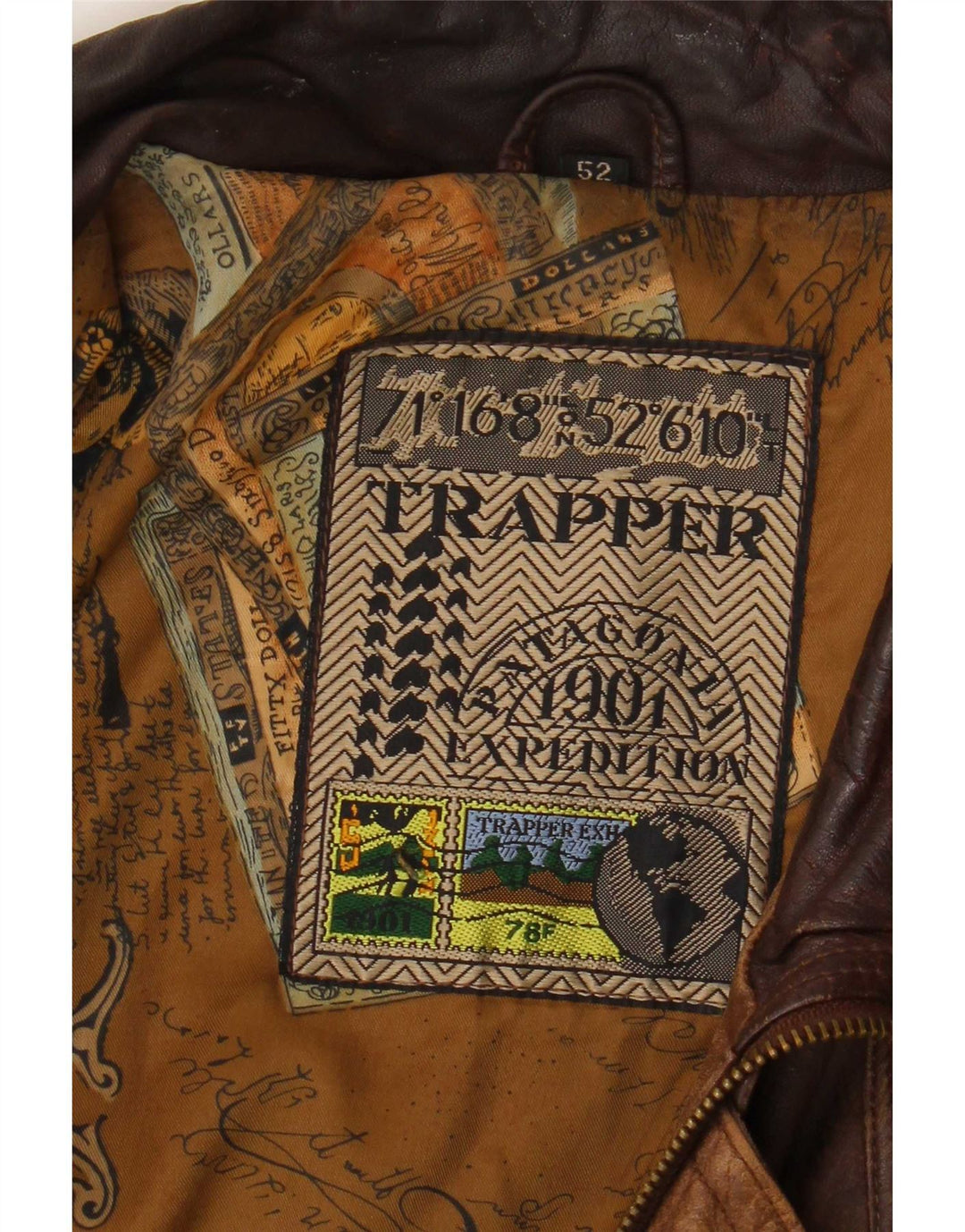 Jaqueta de couro masculina Trapper IT 52 XL marrom