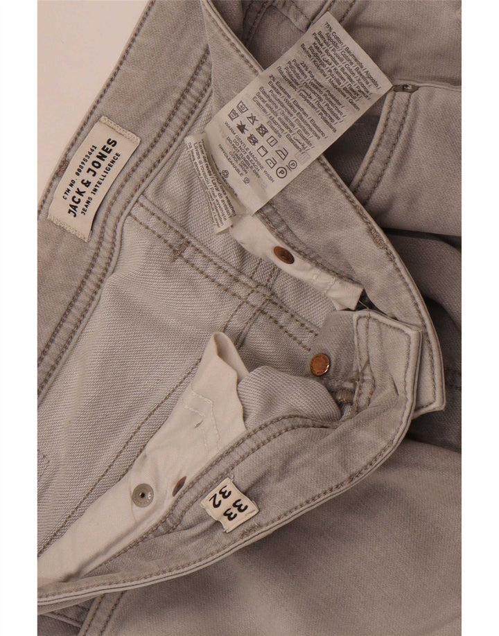 Jack & Jones Masculino GLENN Slim Jeans W33 L32 Algodão Cinza