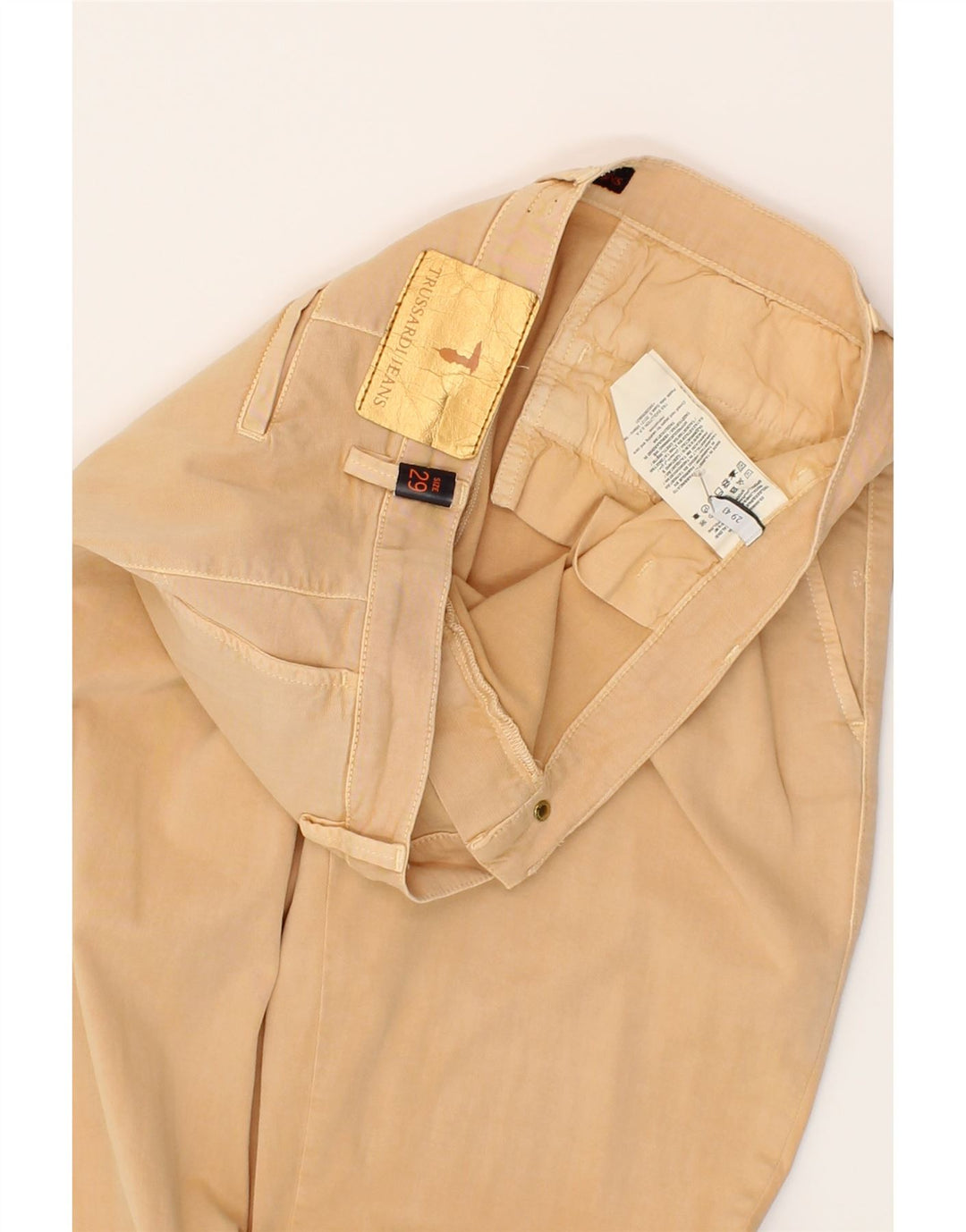 TRUSSARDI Womens Slim Chino Trousers W29 L32 Yellow Cotton Vintage Trussardi and Second-Hand Trussardi from Messina Hembry 