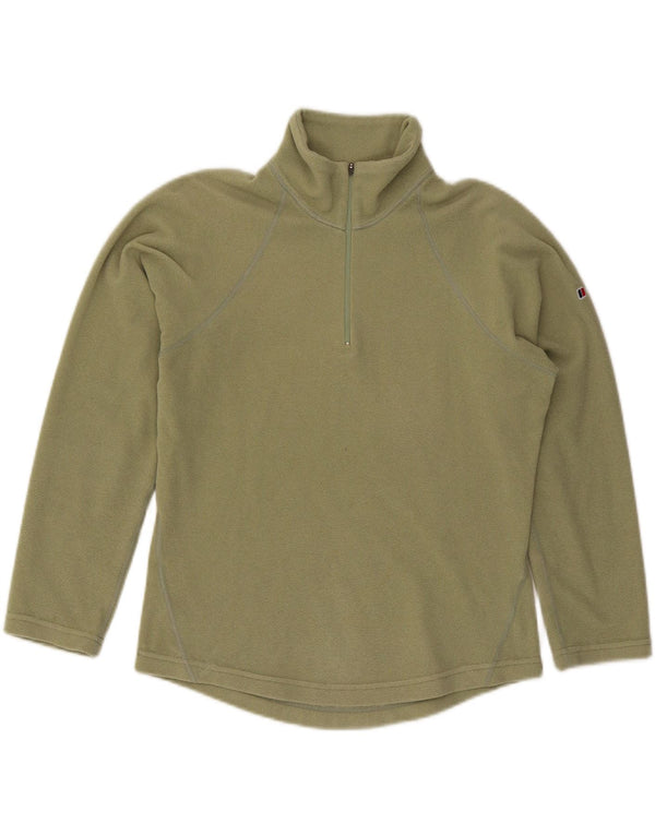 Berghaus Womens Zip Neck Oversized Fleece Jumper UK 10 Small Khaki