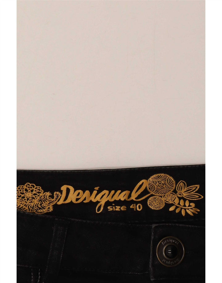 Saia jeans assimétrica feminina Desigual EU 40 médio W30 espinha de peixe cinza