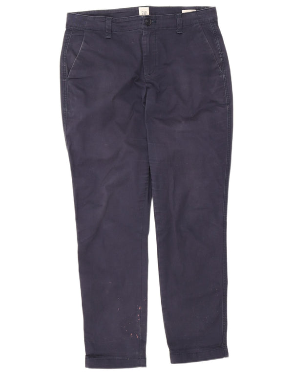 Calça chino masculina Gap Girlfriend Tapered US 4 pequena W30 L27 azul marinho