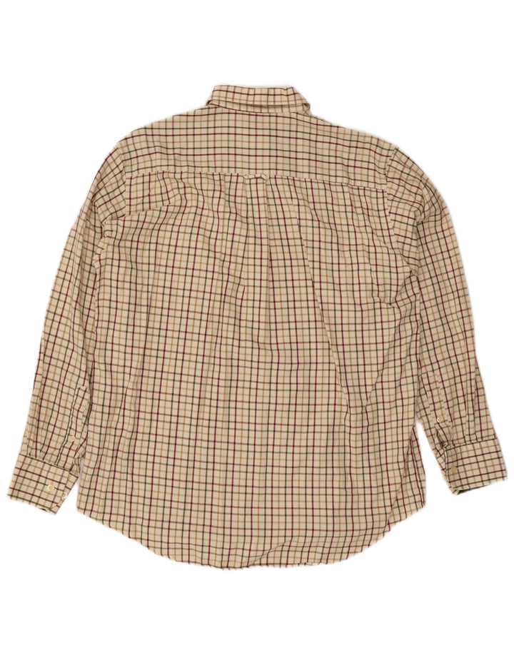 Camisa masculina de flanela Barbour de algodão xadrez bege médio