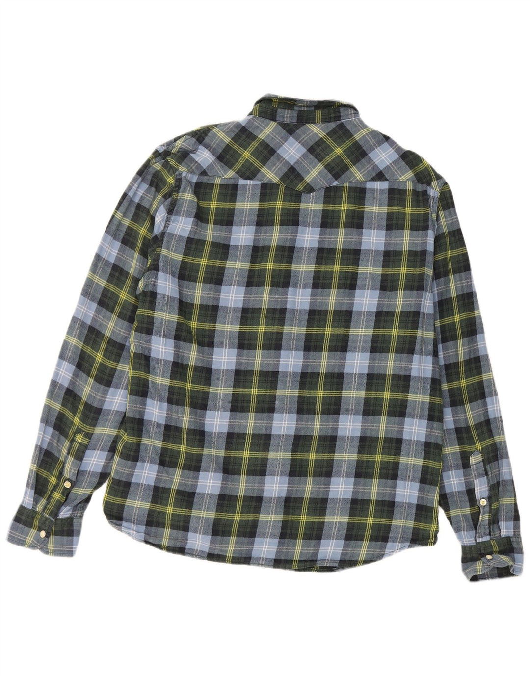 Camisa masculina de flanela Slim Fit Lee XL azul xadrez de algodão