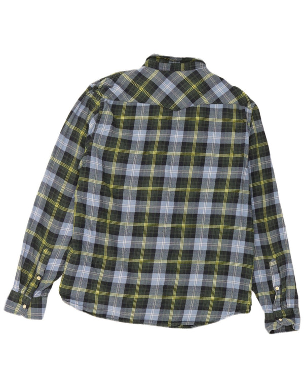 Camisa masculina de flanela Slim Fit Lee XL azul xadrez de algodão