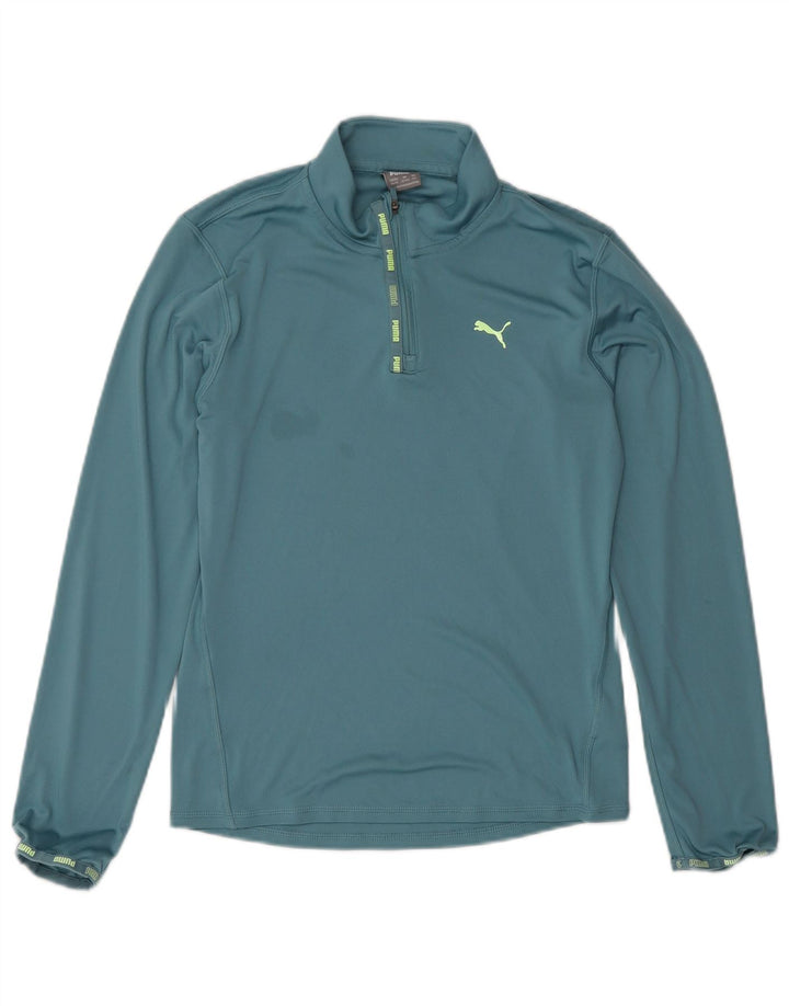 Puma Meninos Zip Neck Pullover Treino Top 13-14 Anos Azul Poliéster