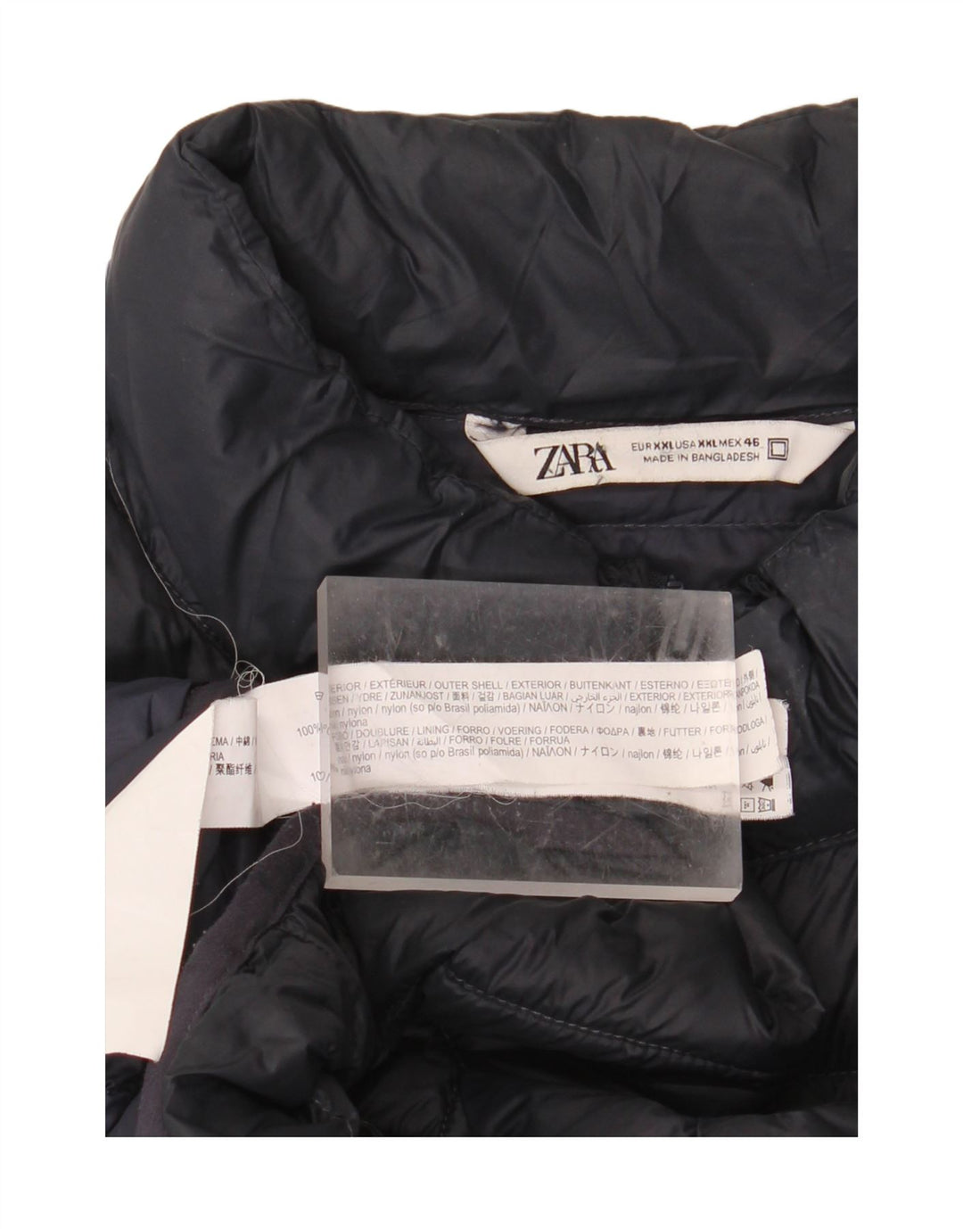 Jaqueta acolchoada masculina ZARA UK 44 2XL nylon preto