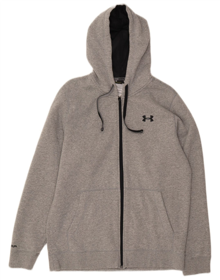 Suéter masculino com capuz e zíper UNDER ARMOUR algodão cinza médio