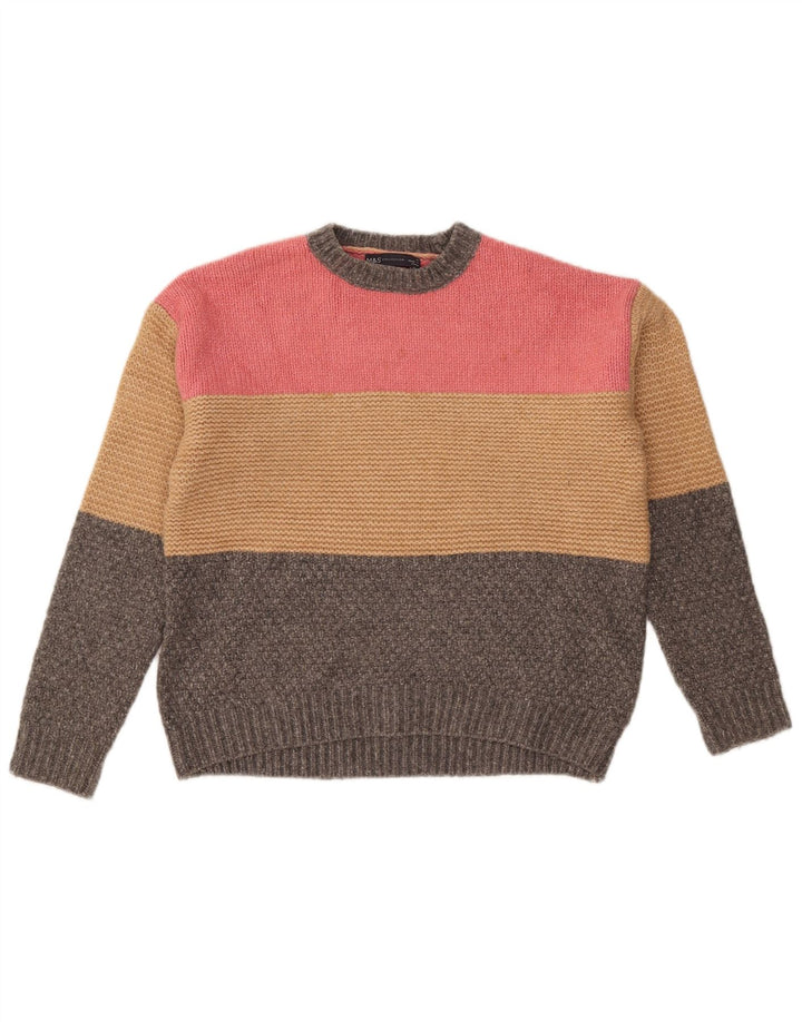 Suéter feminino Marks & Spencer com gola redonda Reino Unido 14 médio multicolorido