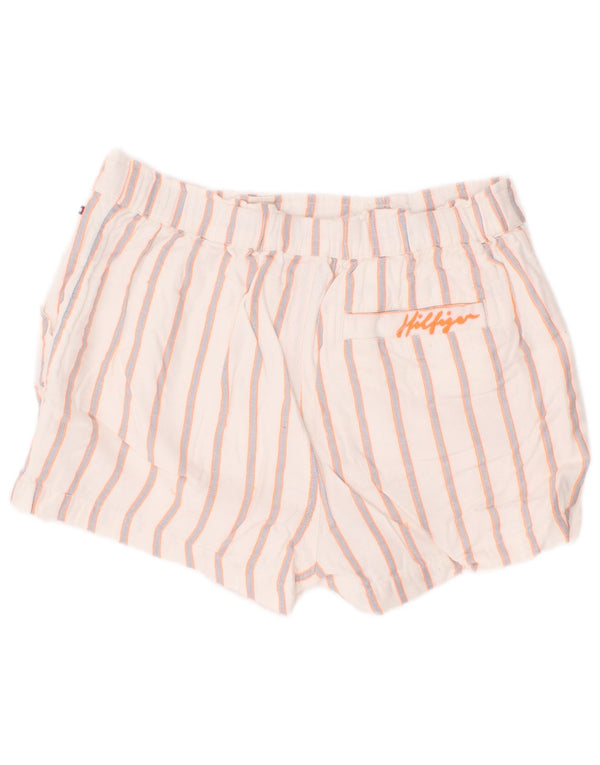 Tommy Hilfiger Boys Chino Shorts 11-12 anos W26 viscose listrada branca