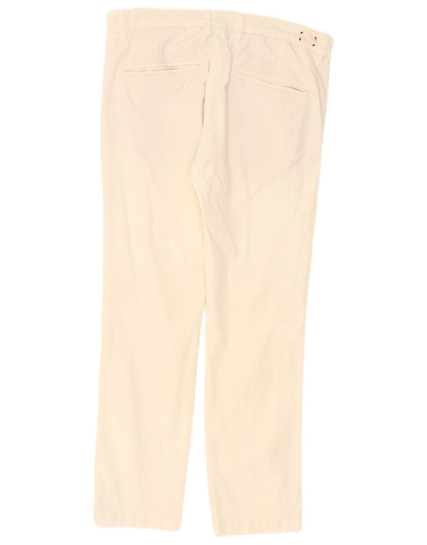 Zara Mens Slim Chino Calças EU 44 Grande W34 L30 Off White Cotton