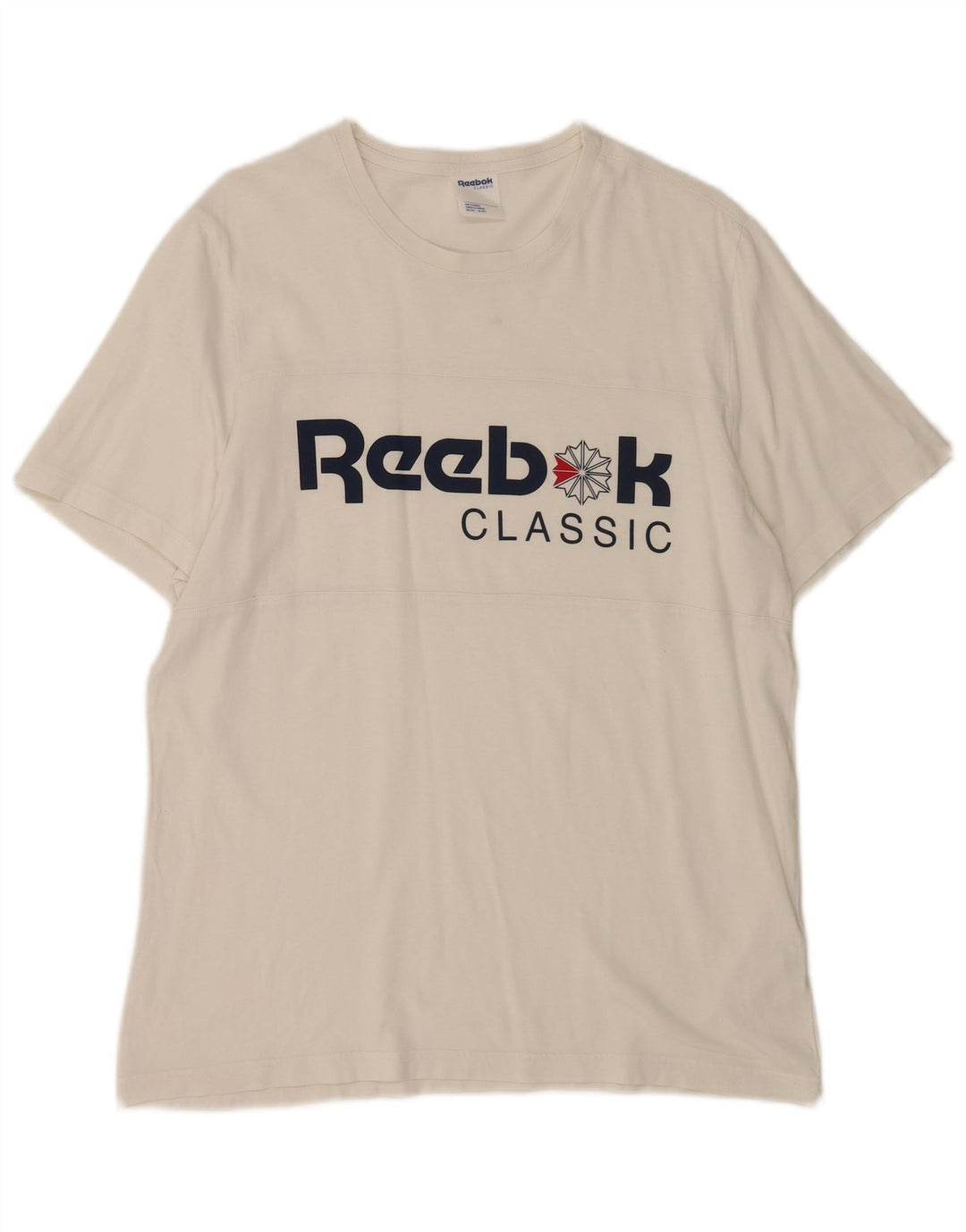 Reebok Mens Classic Graphic T-Shirt Top Grande Algodão Branco