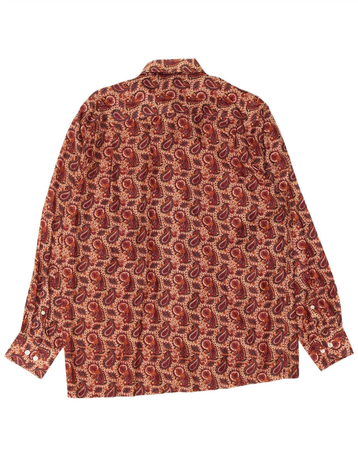 Camisa masculina VINTAGE tamanho 40 15 3/4 marrom médio Paisley