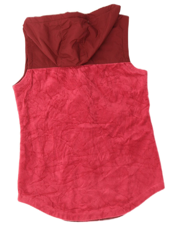Columbia Womens Hooded Fleece Gilet UK 14 Médio Borgonha Colourblock