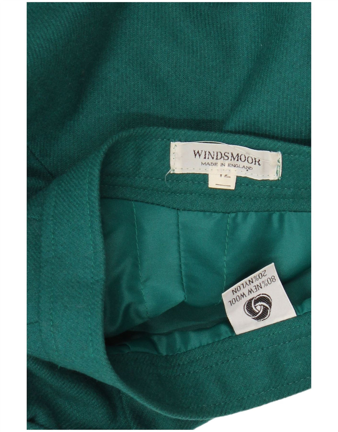 Saia midi feminina Windsmoor Reino Unido 12 médio W27 lã verde