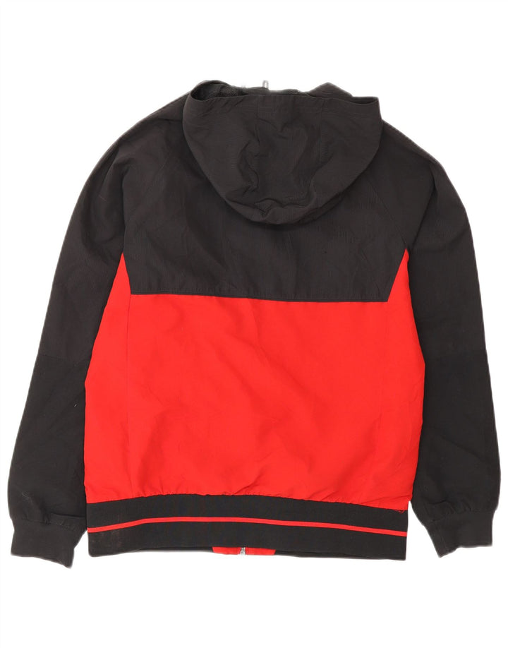 ADIDAS Boys Climalite Hooded Bomber Jacket 11-12 Years Vermelho Colorblock