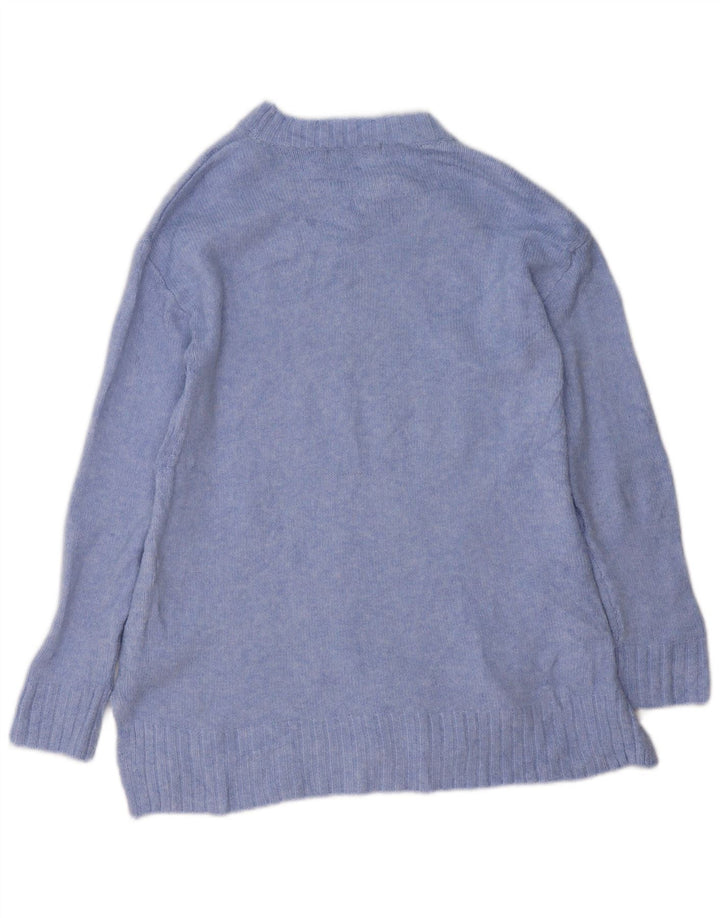 Suéter feminino Marks & Spencer Longline com gola redonda Reino Unido 10 pequeno azul