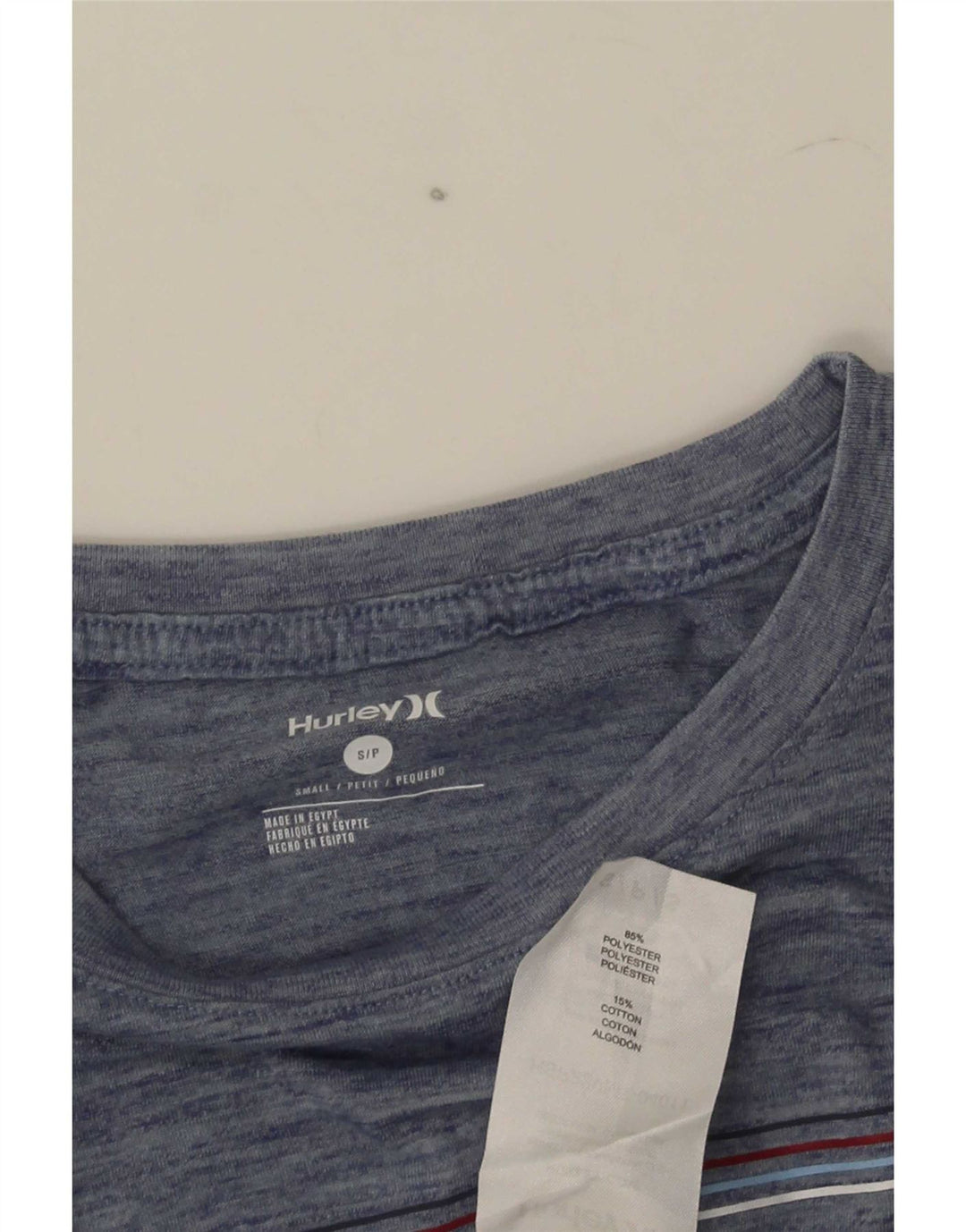 Camiseta masculina Hurley com estampa gráfica pequena de poliéster manchado azul marinho