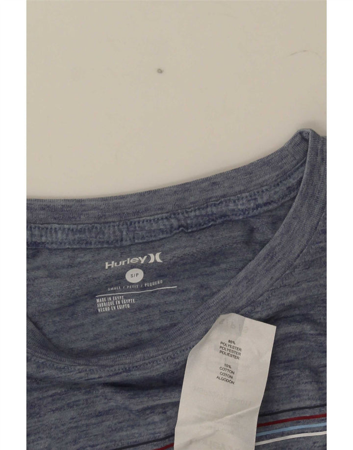 Camiseta masculina Hurley com estampa gráfica pequena de poliéster manchado azul marinho