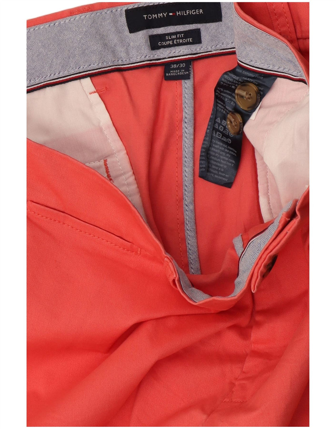 Tommy Hilfiger Mens Slim Fit Chino Calças W38 L30 Algodão Rosa