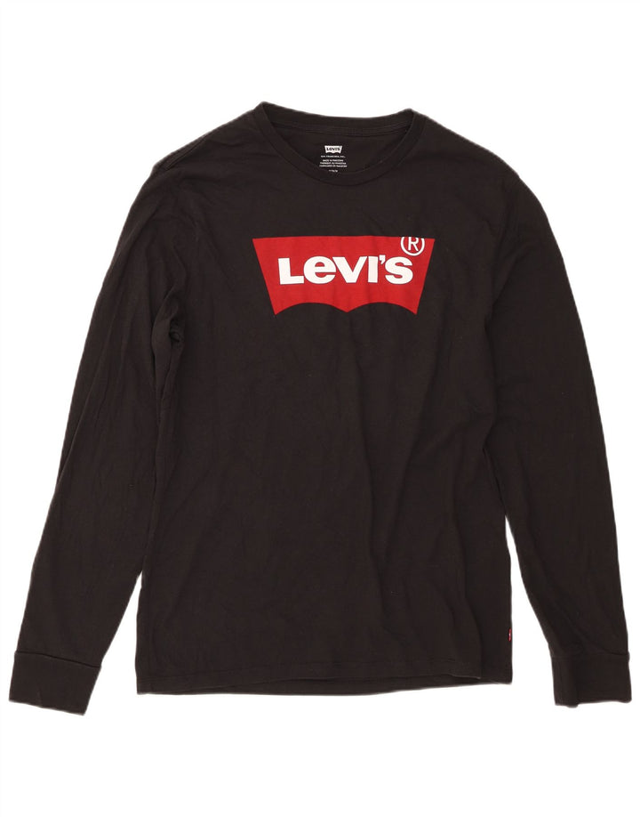 Levi's Mens Graphic Top Manga Longa Médio Algodão Preto