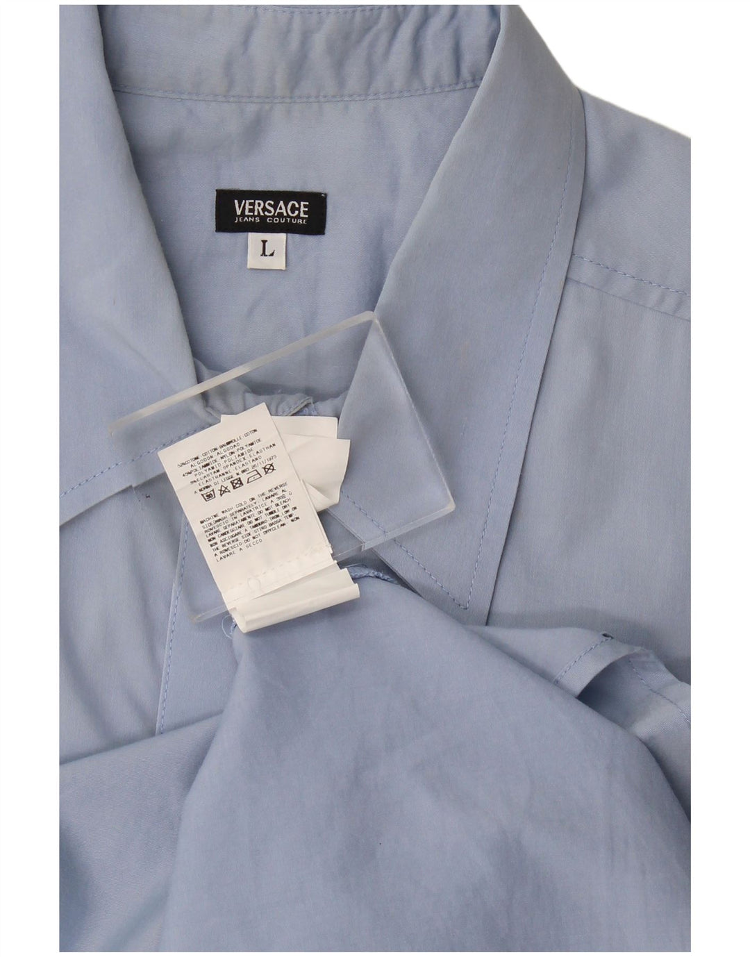 Camisa masculina Versace de manga curta grande azul algodão