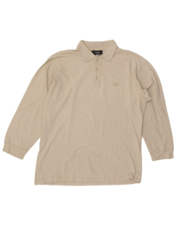 Camisa polo masculina Trussardi de manga comprida XL algodão bege