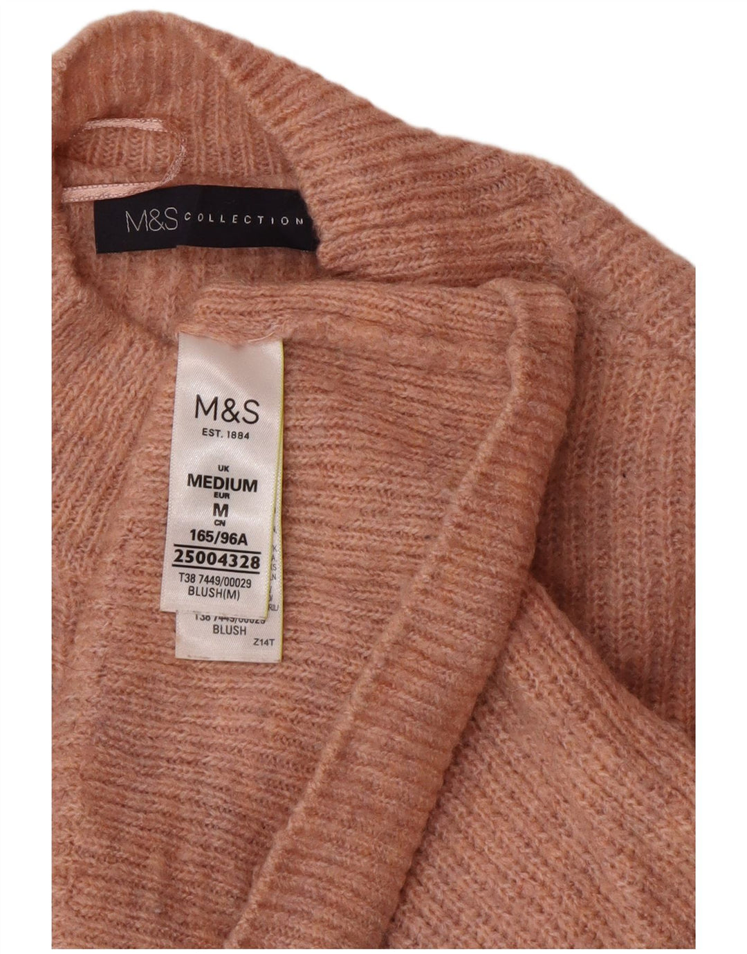 Suéter feminino Marks & Spencer com gola tartaruga e gola alta Reino Unido 12 rosa médio