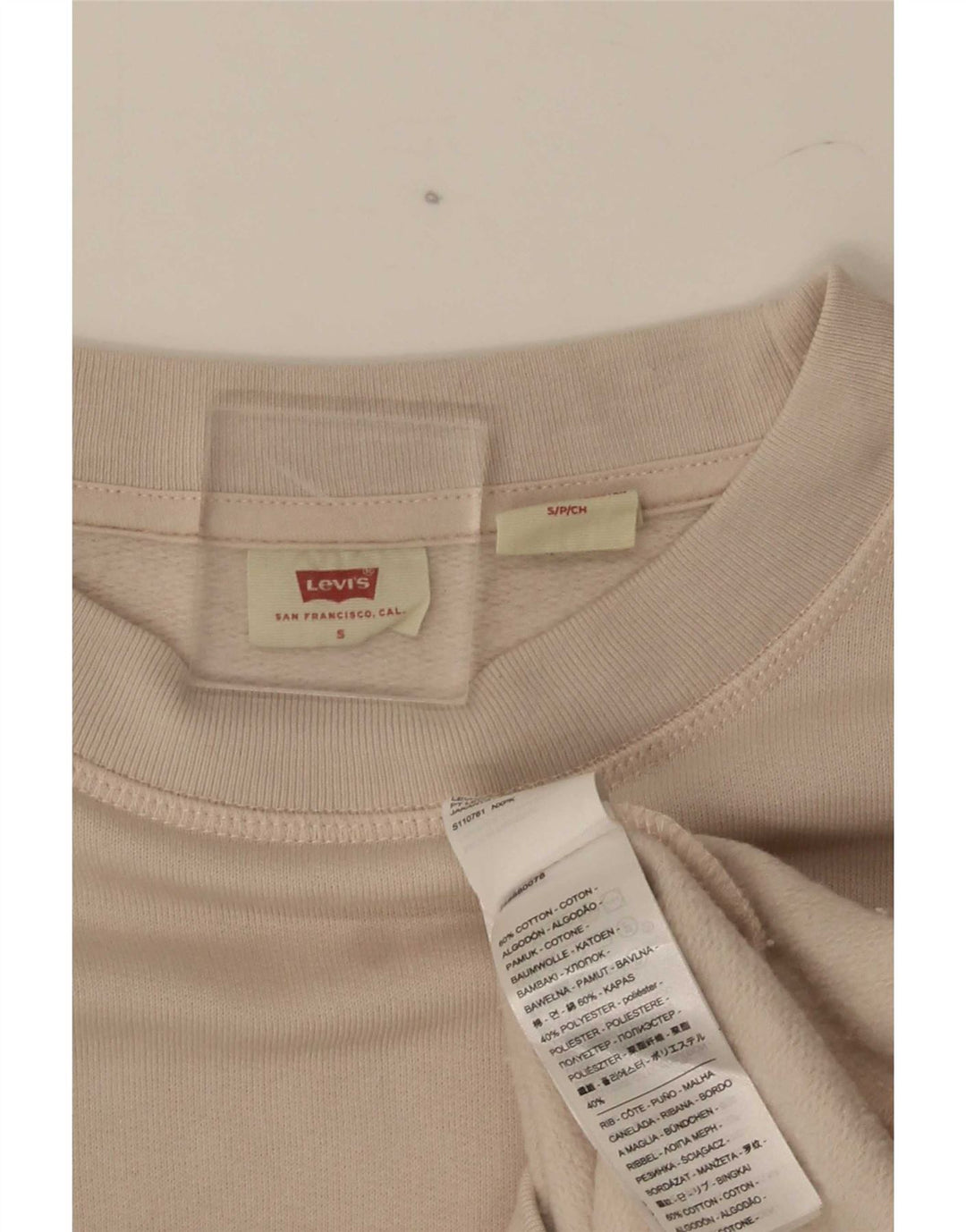 Suéter oversized feminino Levi's UK 10 pequeno algodão bege