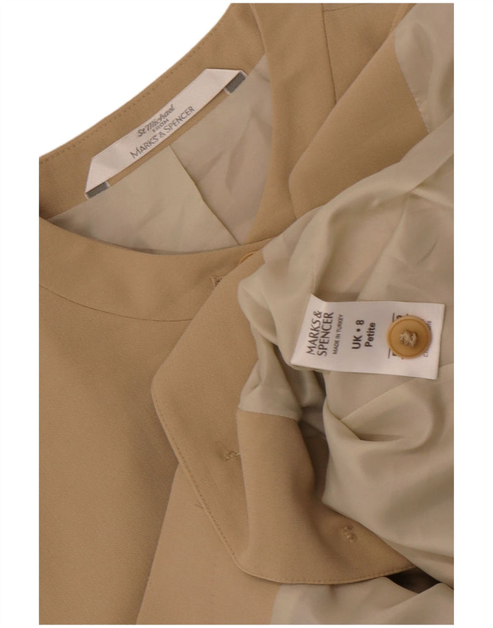 Jaqueta Blazer Longline Feminina Marks & Spencer UK 8 Poliéster Bege Pequeno