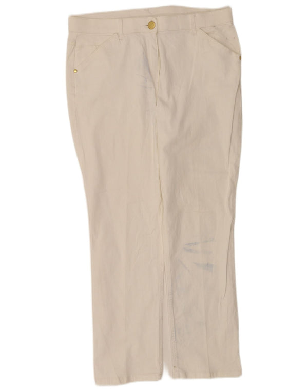 Calça casual feminina Marks & Spencer cônica UK 14 grande W34 L27 branca