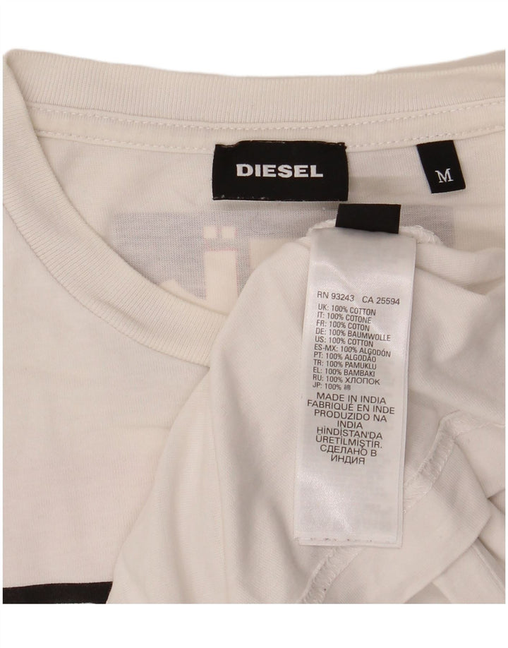 Diesel Camiseta masculina gráfica Top médio algodão branco
