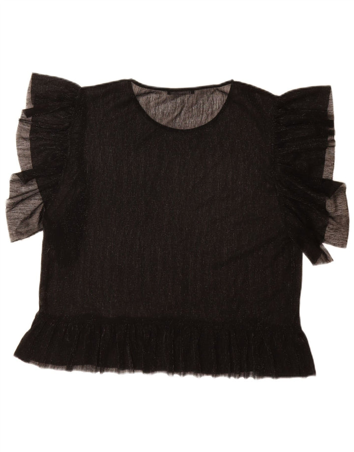 Blusa feminina Zara UK 16 grande preta manchada