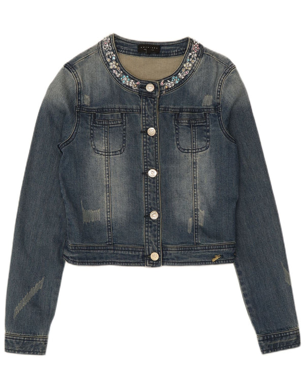 Simona Barbieri Jaqueta jeans feminina Twin-Set Crop 13-14 anos algodão azul