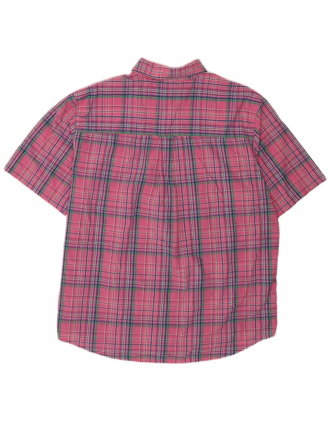Camisa masculina de manga curta Chaps Easy Care XL rosa xadrez algodão