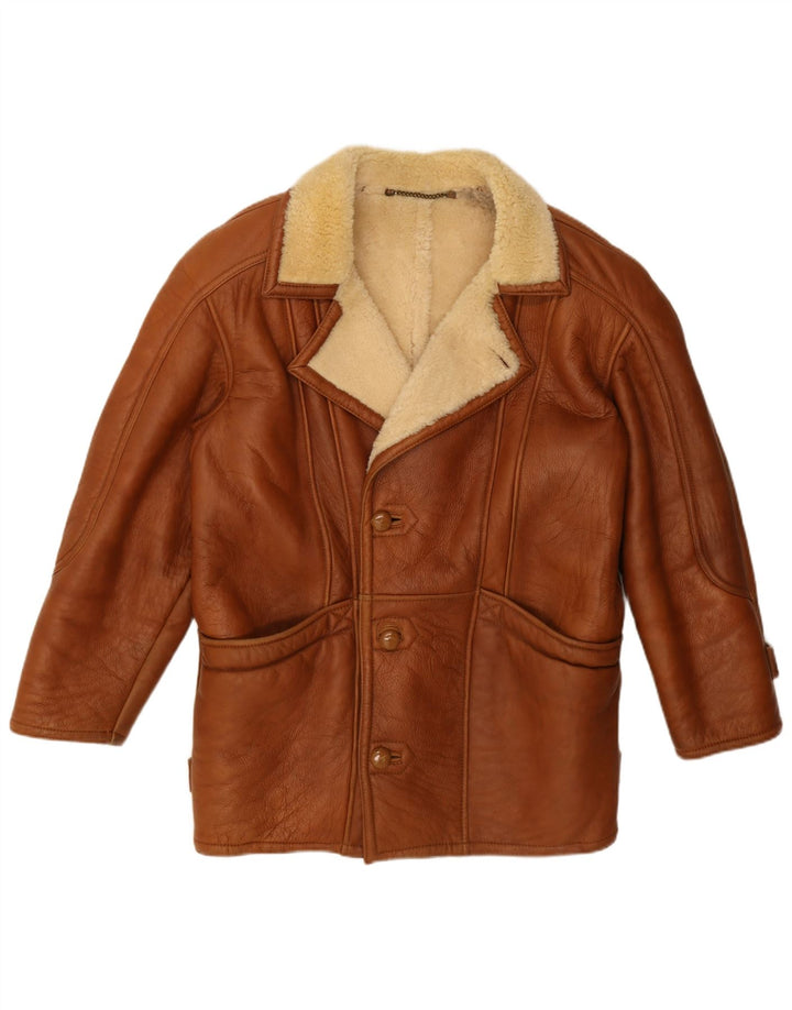 Jaqueta masculina vintage Shearling UK 42 XL marrom