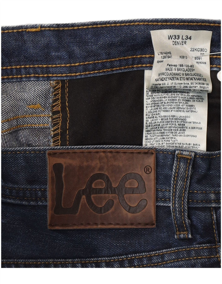 Lee Mens Denver Straight Jeans W33 L30 Azul Algodão