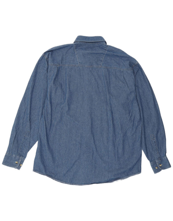 Camisa jeans masculina VINTAGE tamanho 43/44 XL algodão azul
