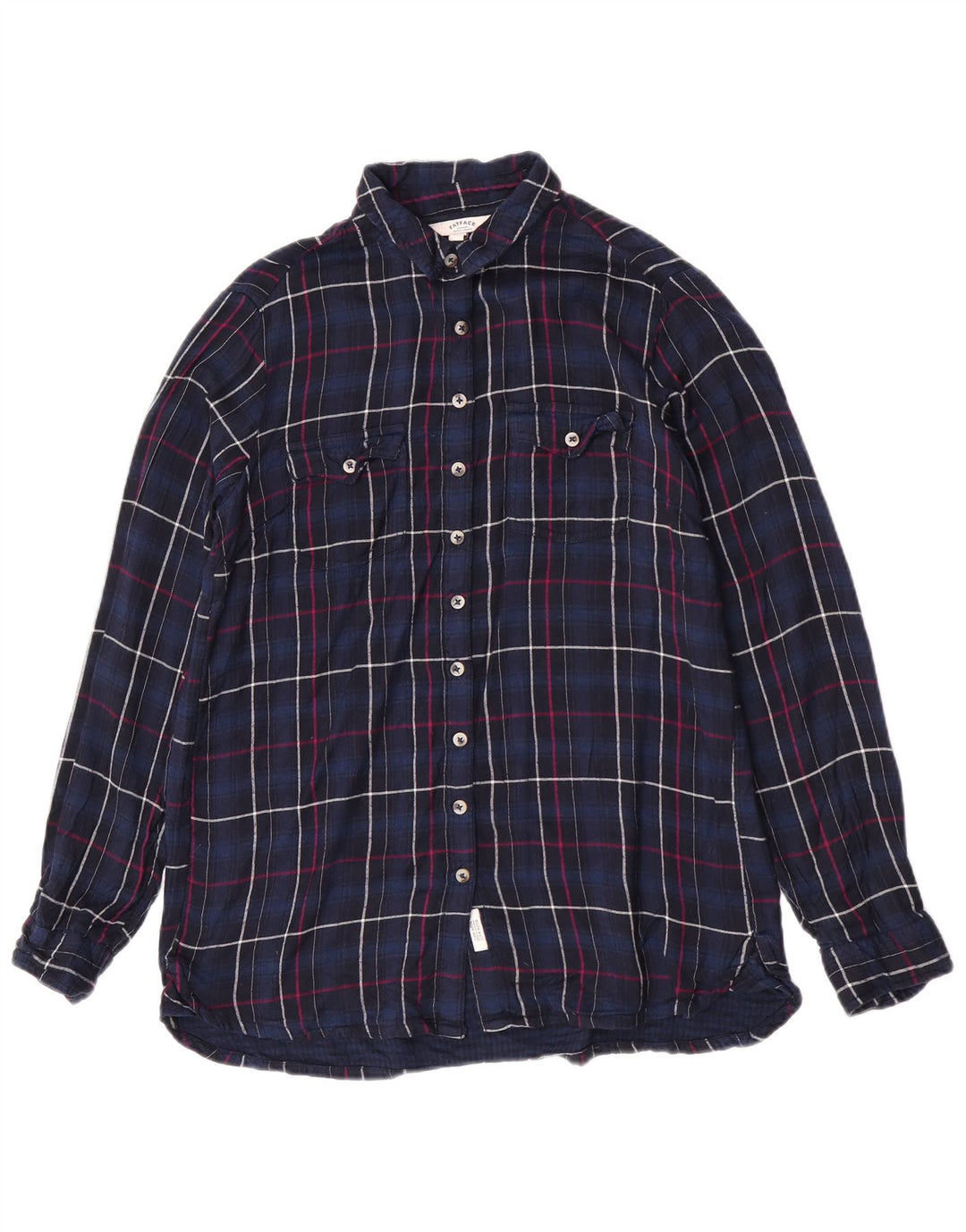 Camisa feminina de flanela Fat Face Reino Unido 12 Viscose xadrez azul marinho médio