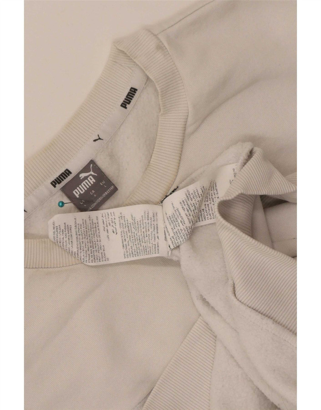 Puma Mens Graphic Moletom Jumper Grande Algodão Branco
