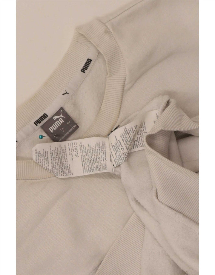 Puma Mens Graphic Moletom Jumper Grande Algodão Branco