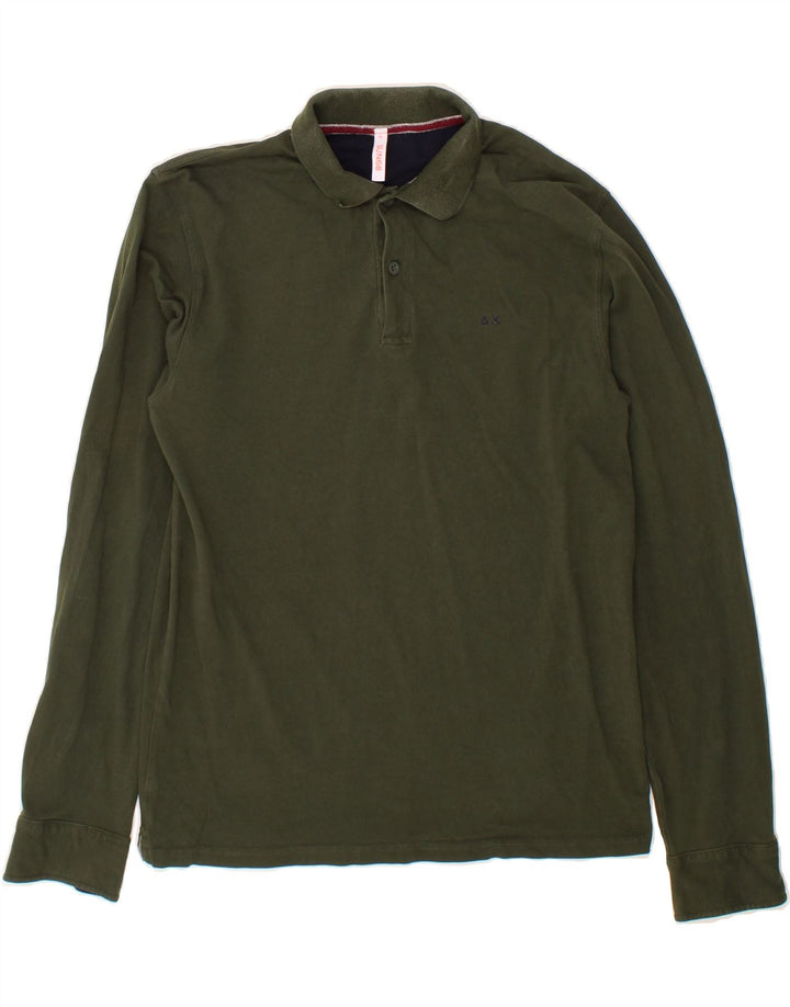 SUN68 Mens Long Sleeve Polo Shirt XL Green Cotton Vintage Sun68 and Second-Hand Sun68 from Messina Hembry 