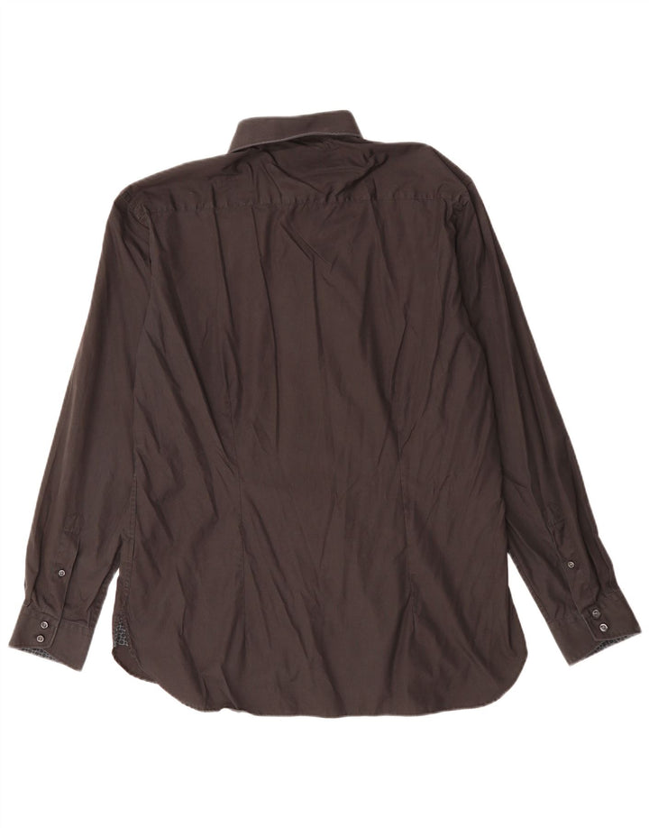 Camisa masculina Ted Baker tamanho 17 XL algodão preto