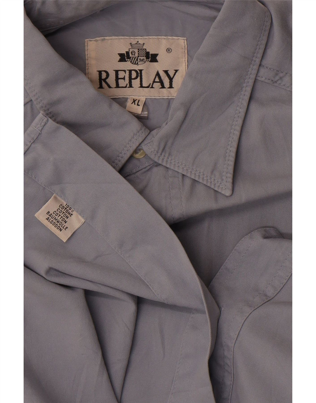 Camisa masculina Replay XL azul algodão