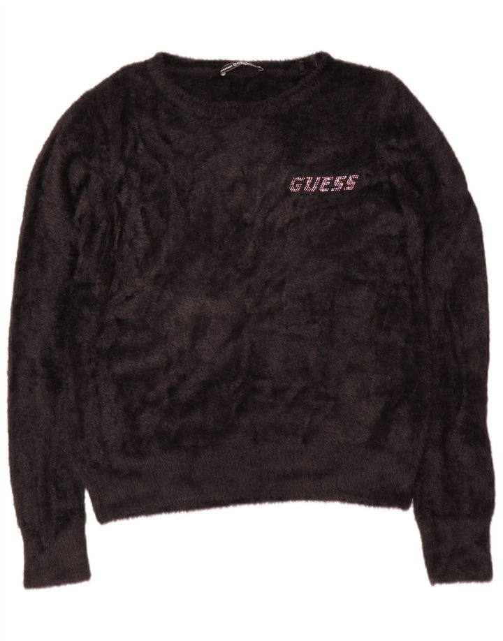 Suéter de lã gráfico feminino Guess UK 12 médio preto poliamida