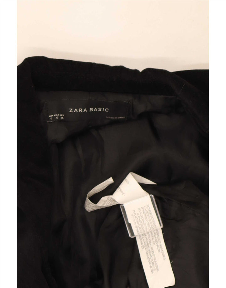Jaqueta blazer feminina de veludo com 1 botão Zara Reino Unido 10 pequeno algodão preto