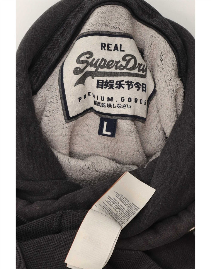 Suéter com capuz masculino Superdry grande algodão cinza